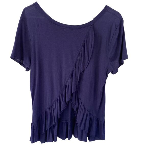 NWOT Hinge Navy Ruffle Cross Tee - Picture 4 of 6